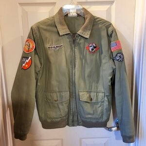 Disney Mickey Mouse Vintage Style Army Green Bomber Jacket with Patches